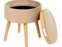 New Beliani Sgabello contenitore NEELY Velluto Beige