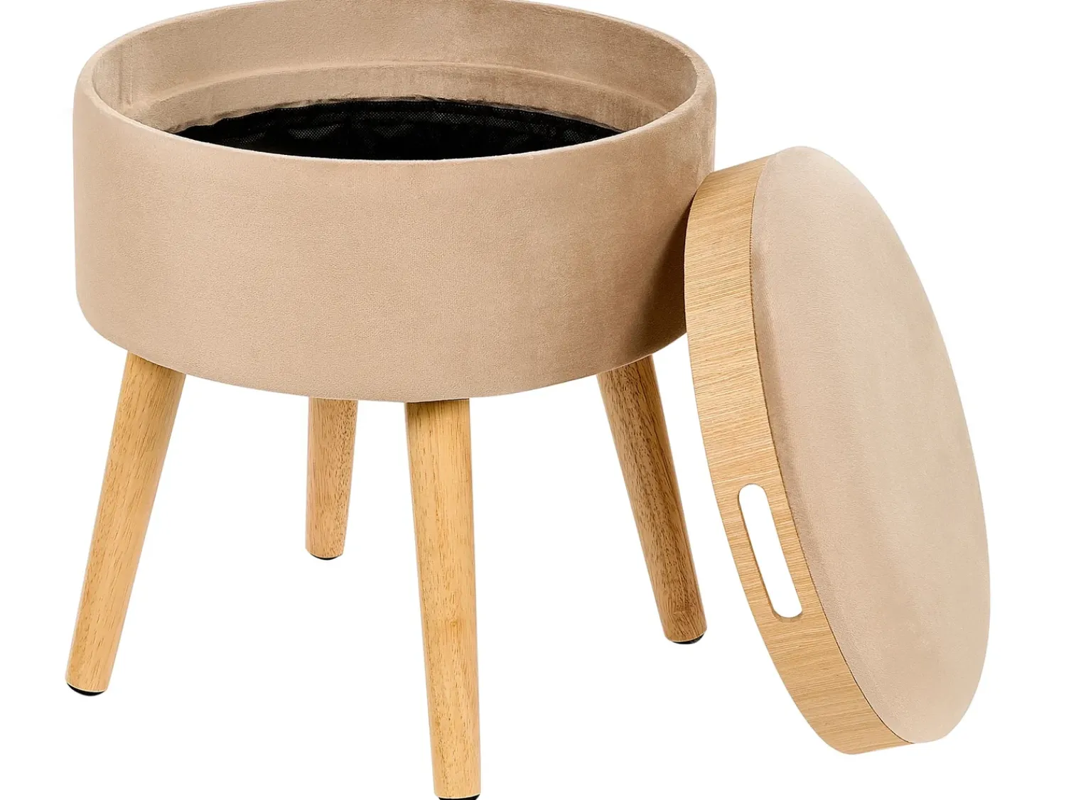 New Beliani Sgabello contenitore NEELY Velluto Beige
