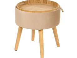 New Beliani Sgabello contenitore NEELY Velluto Beige