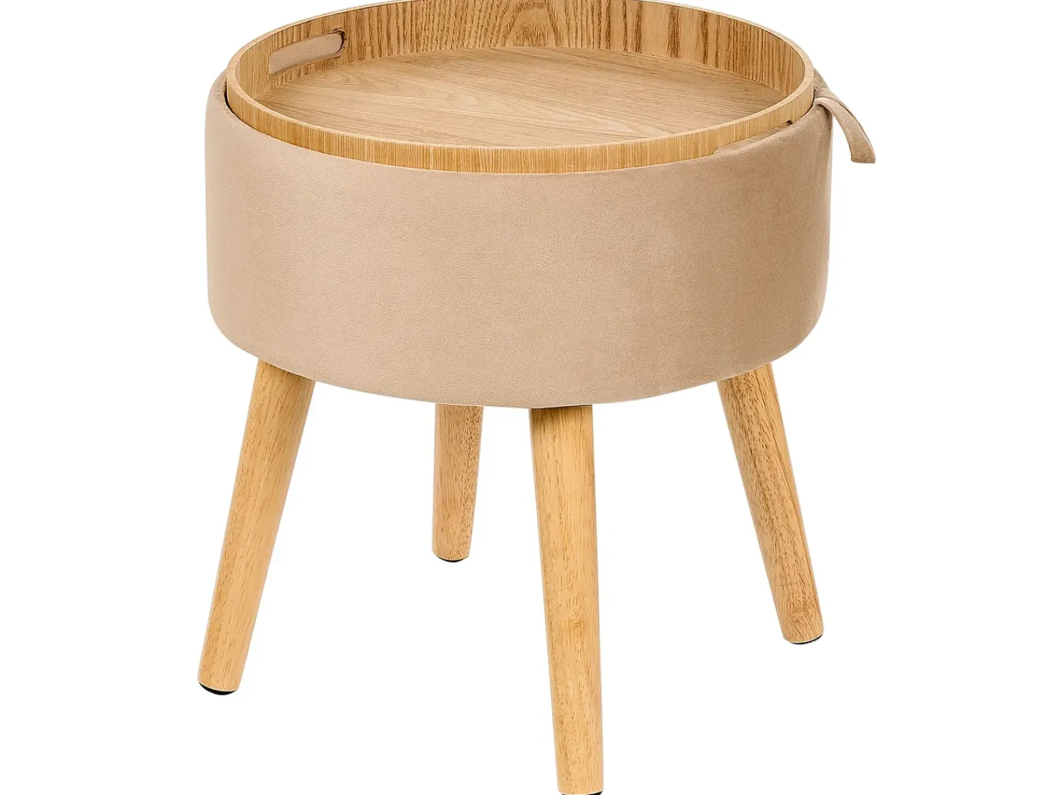 New Beliani Sgabello contenitore NEELY Velluto Beige