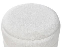 Discount Beliani Sgabello contenitore OKATON Bouclé Bianco Bianco Marrone