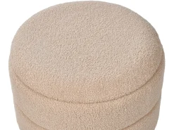 Beliani Sgabello contenitore OKATON Bouclé Beige Beige Marrone