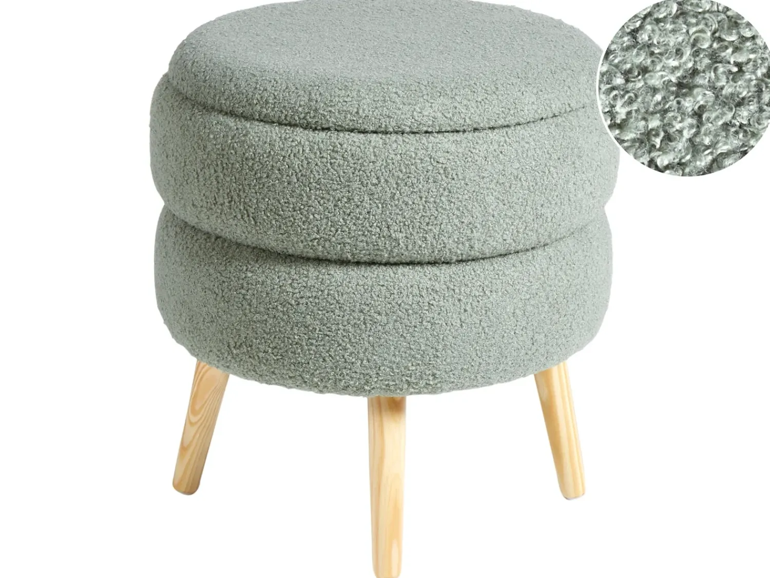 Sale Beliani Sgabello contenitore OKATON Bouclé Verde Marrone Verde