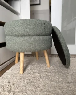 Sale Beliani Sgabello contenitore OKATON Bouclé Verde Marrone Verde