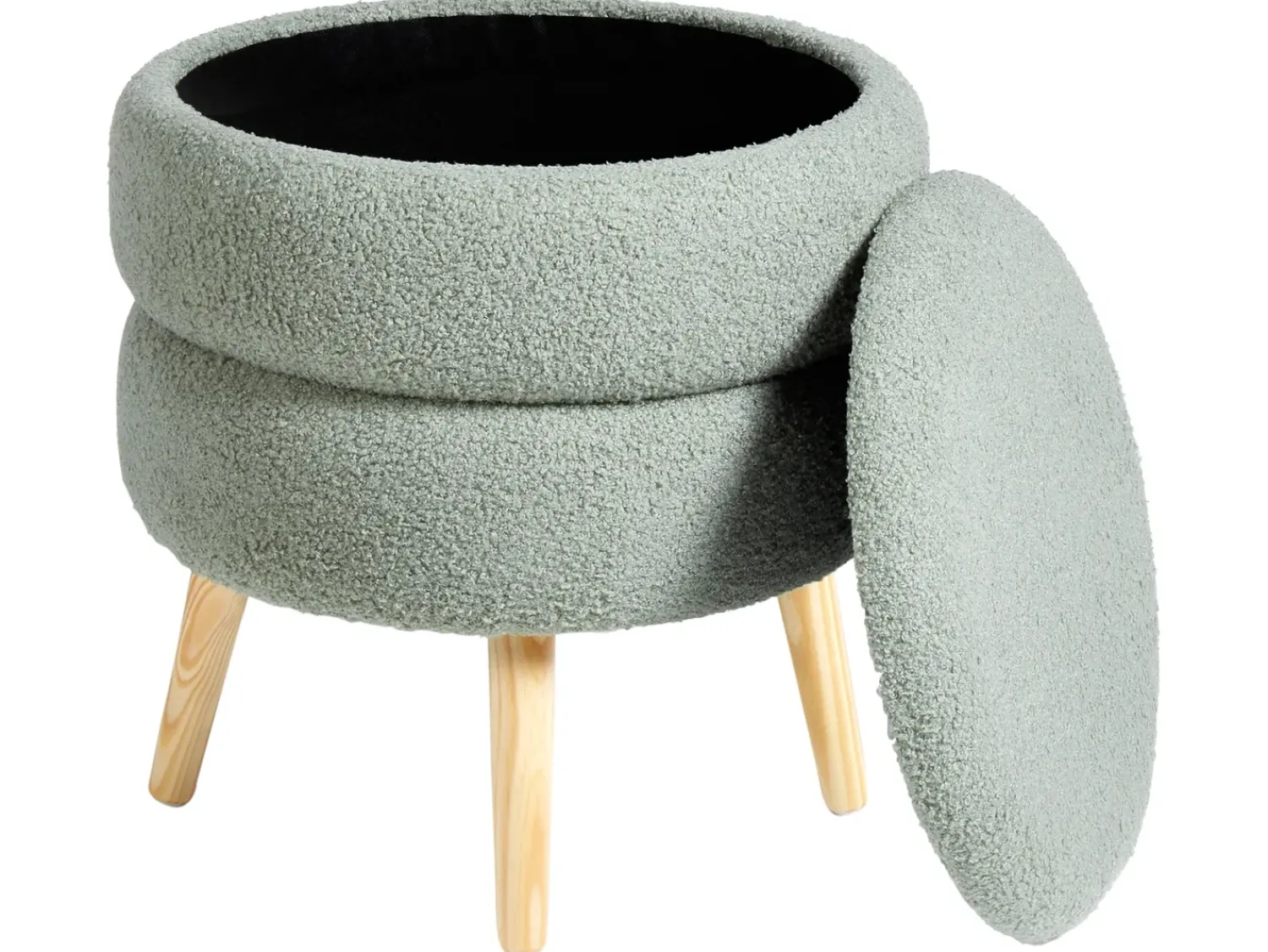 Sale Beliani Sgabello contenitore OKATON Bouclé Verde Marrone Verde