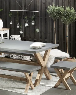 Beliani Sgabello da giardino OLBIA Cemento Grigio Marrone Grigio