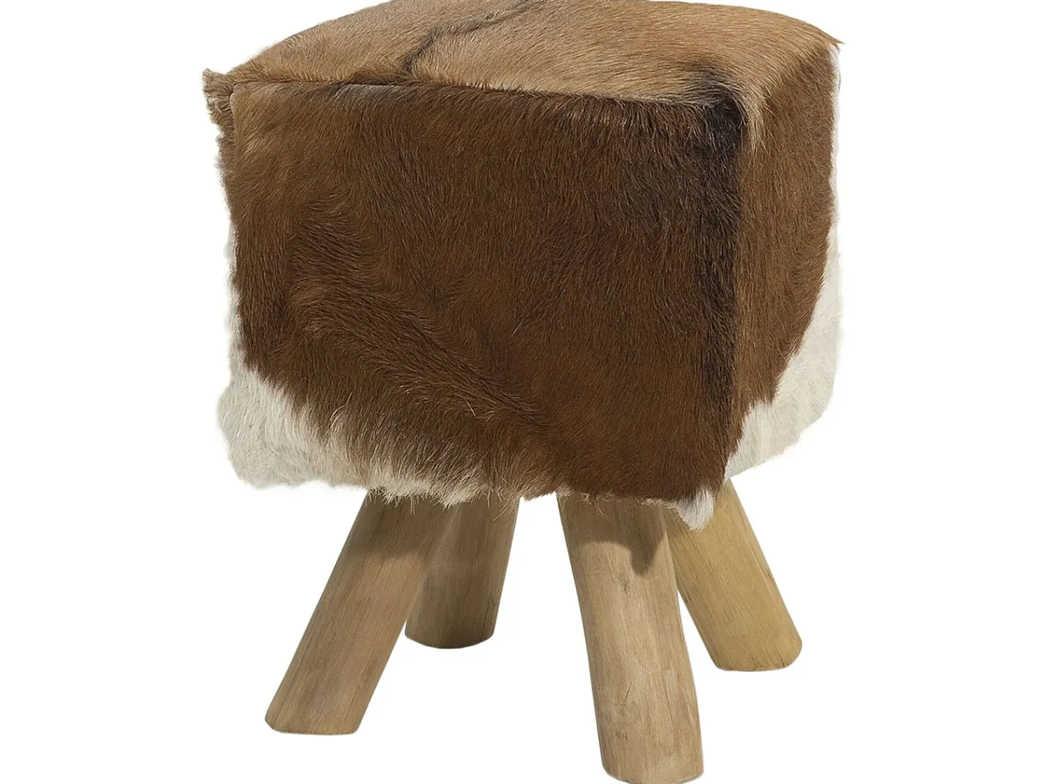 Outlet Beliani Sgabello DALTON Pelle naturale Marrone Bianco Marrone