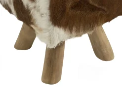 Outlet Beliani Sgabello DALTON Pelle naturale Marrone Bianco Marrone