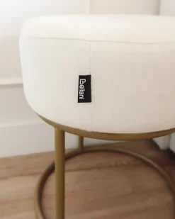 Discount Beliani Sgabello DELCO Velluto Bianco sporco Bianco Oro