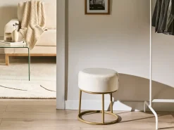 Discount Beliani Sgabello DELCO Velluto Bianco sporco Bianco Oro