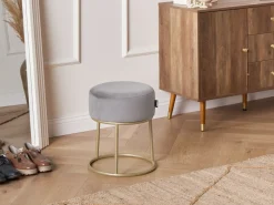 Outlet Beliani Sgabello DELCO Velluto Grigio Grigio Oro