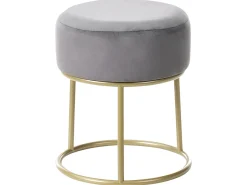 Outlet Beliani Sgabello DELCO Velluto Grigio Grigio Oro