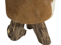 Best Beliani Sgabello KENT Pelle naturale Marrone dorato Beige Marrone