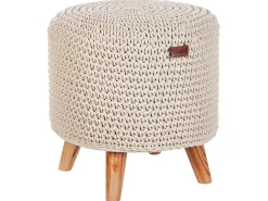 Beliani Sgabello Macramè MARDAN Cotone Beige Beige Marrone