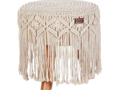 Best Beliani Sgabello Macramè NAWABAD Cotone Beige Beige Marrone