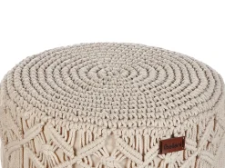 Best Beliani Sgabello Macramè NAWABAD Cotone Beige Beige Marrone