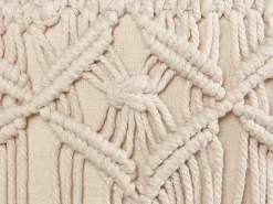 Best Beliani Sgabello Macramè NAWABAD Cotone Beige Beige Marrone