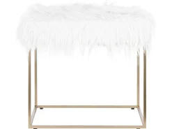 Hot Beliani Sgabello MANHATTAN Finta pelliccia Bianco Bianco Oro
