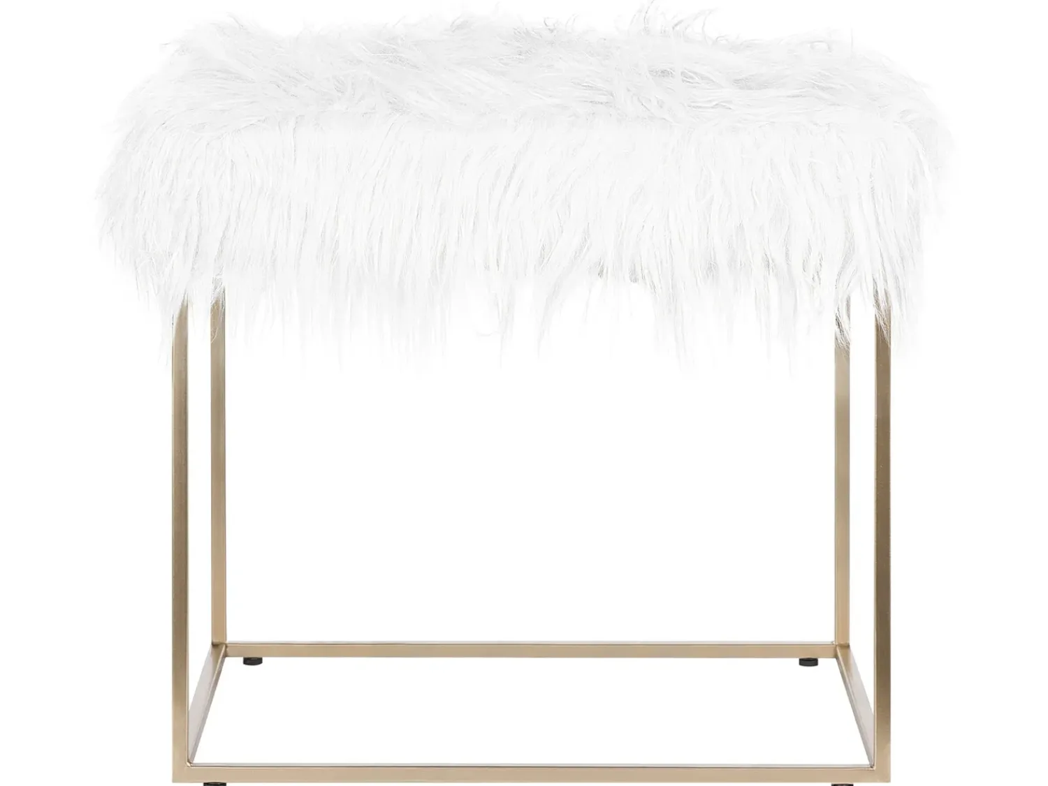 Hot Beliani Sgabello MANHATTAN Finta pelliccia Bianco Bianco Oro