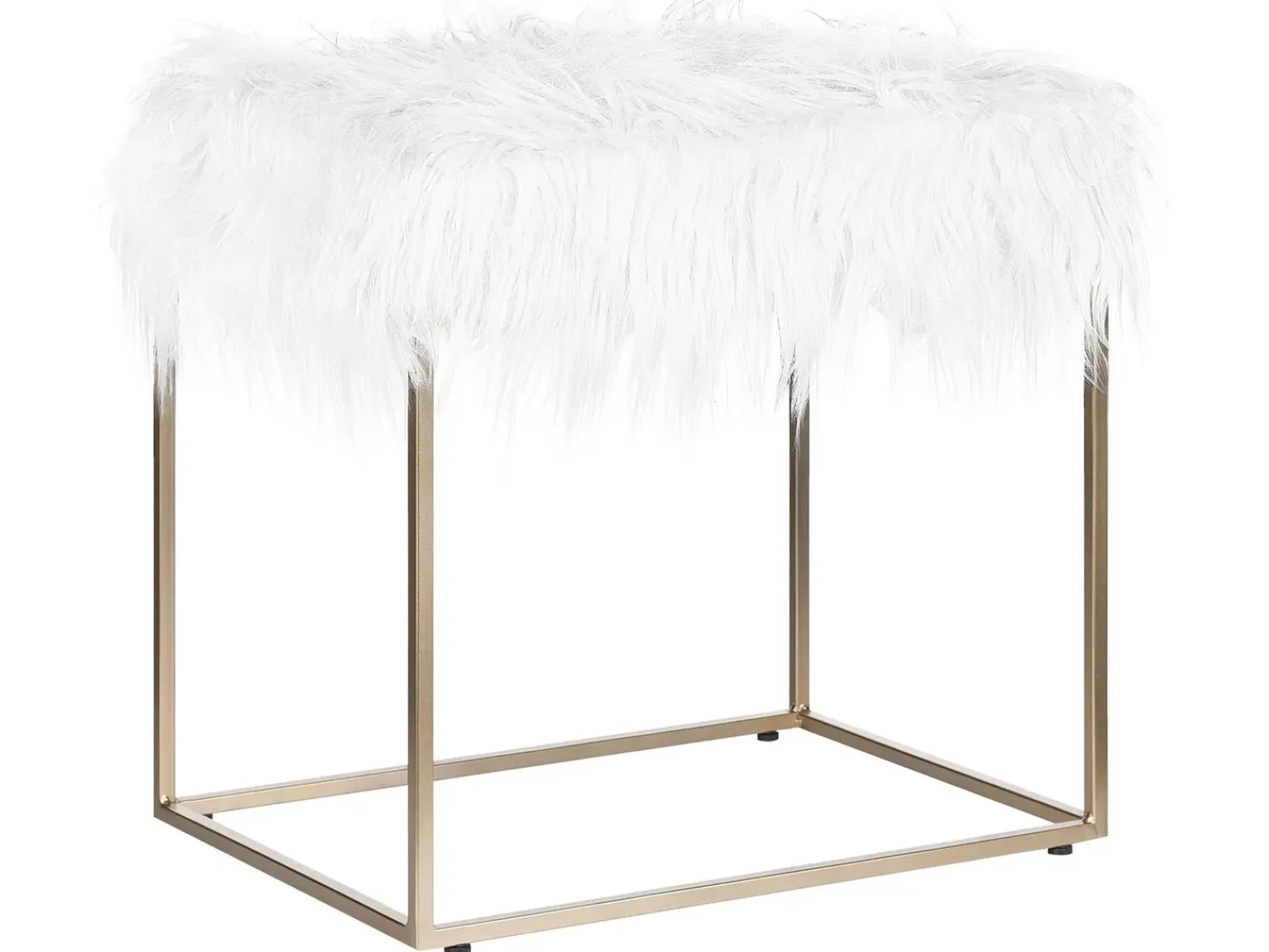 Hot Beliani Sgabello MANHATTAN Finta pelliccia Bianco Bianco Oro