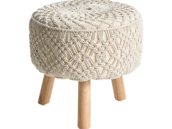 New Beliani Sgabello MANZAI Cotone Beige Beige Marrone