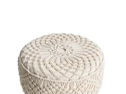 New Beliani Sgabello MANZAI Cotone Beige Beige Marrone