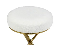 Outlet Beliani Sgabello PRESHO Bouclé Bianco sporco Bianco Oro