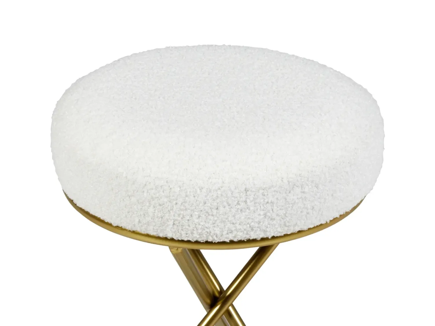 Outlet Beliani Sgabello PRESHO Bouclé Bianco sporco Bianco Oro