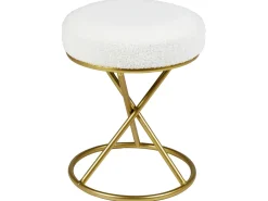 Outlet Beliani Sgabello PRESHO Bouclé Bianco sporco Bianco Oro