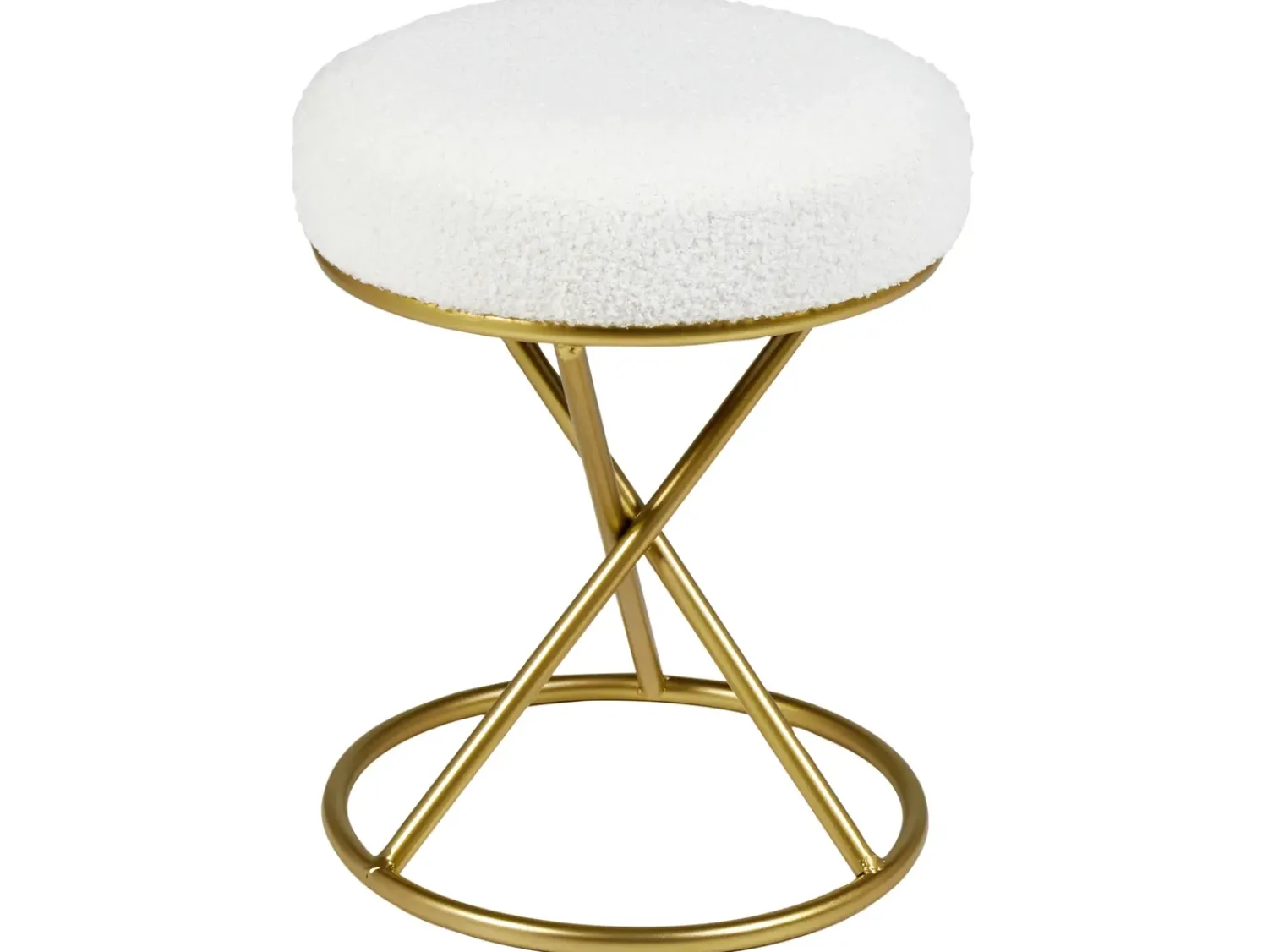 Outlet Beliani Sgabello PRESHO Bouclé Bianco sporco Bianco Oro