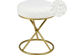 Outlet Beliani Sgabello PRESHO Bouclé Bianco sporco Bianco Oro