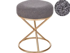 Beliani Sgabello PRESHO Bouclé Grigio Grigio Oro
