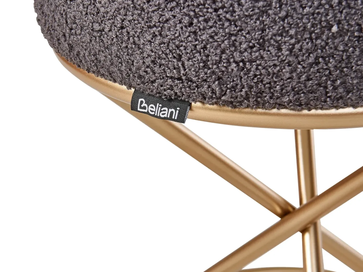 Beliani Sgabello PRESHO Bouclé Grigio Grigio Oro
