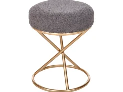Beliani Sgabello PRESHO Bouclé Grigio Grigio Oro