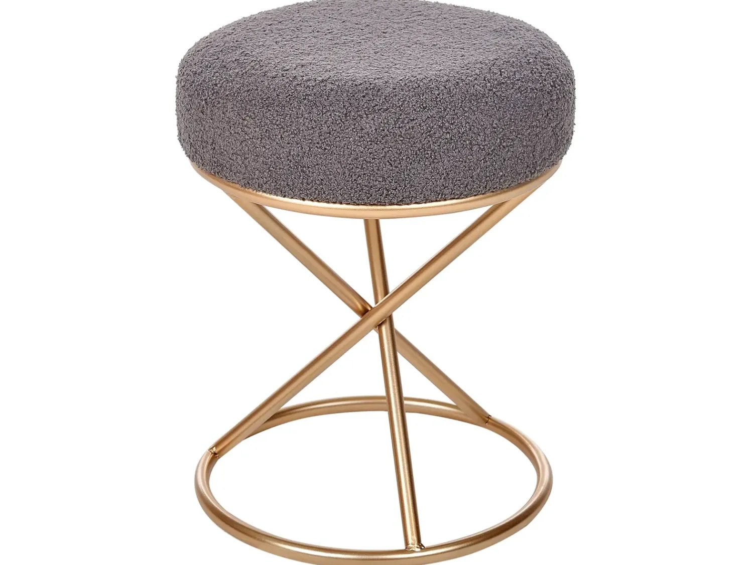 Beliani Sgabello PRESHO Bouclé Grigio Grigio Oro