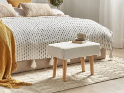 Discount Beliani Sgabello TAKOMA Bouclé Bianco Bianco Marrone