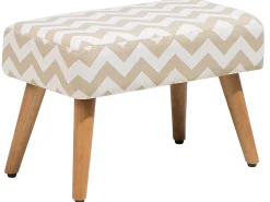 New Beliani Sgabello TAKOMA Cotone Beige Bianco Beige Marrone
