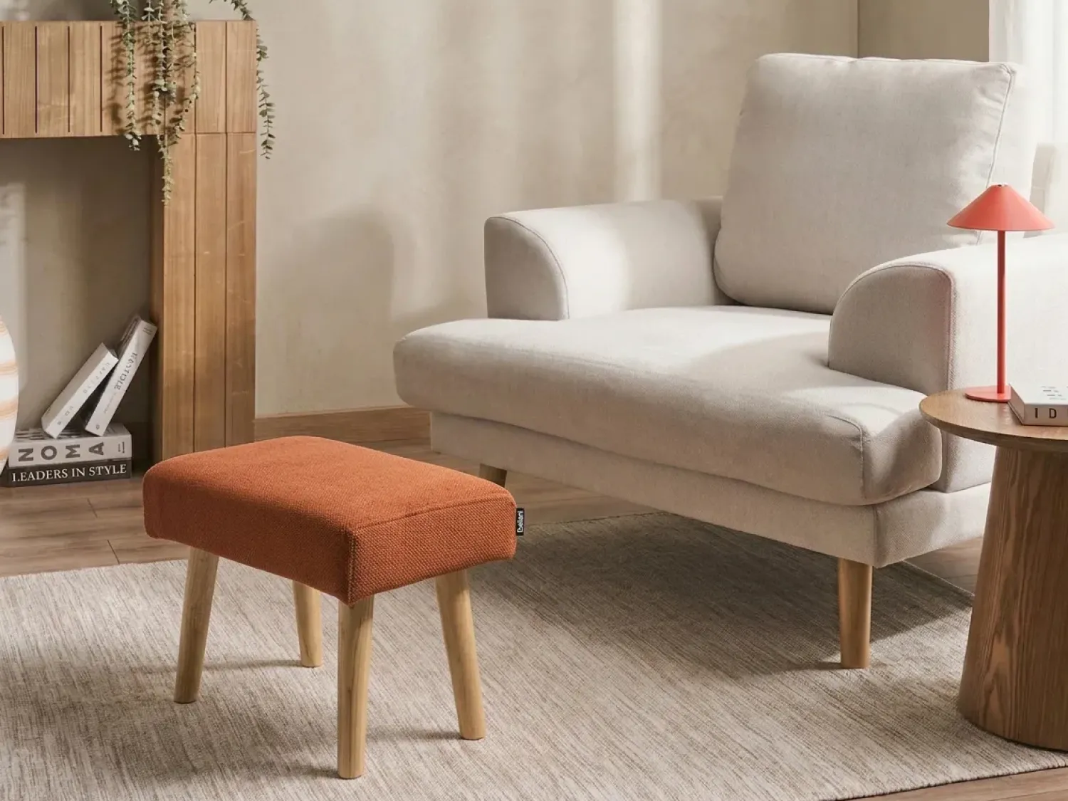 Clearance Beliani Sgabello TAKOMA Tessuto Arancione Marrone Rosso