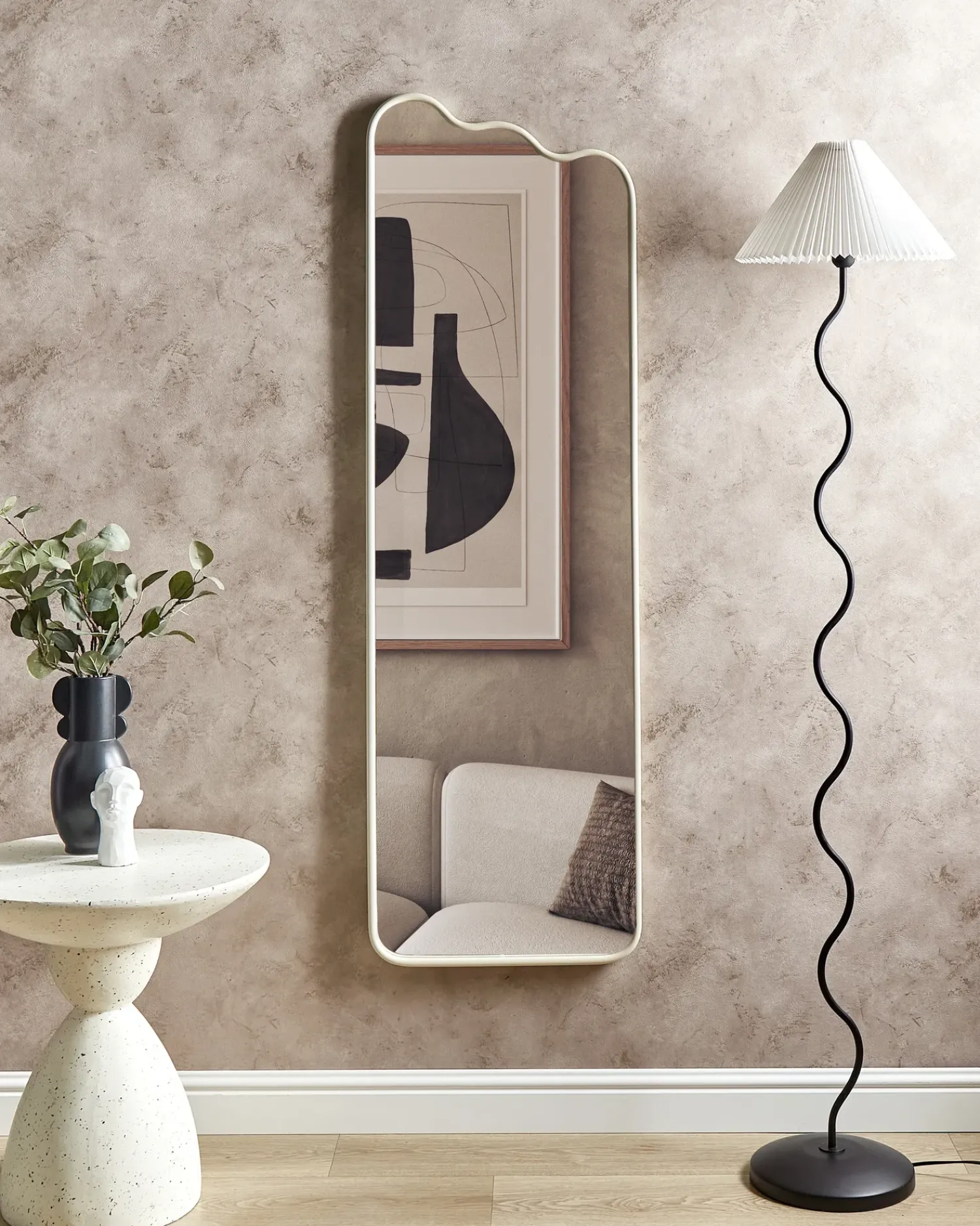 Outlet Beliani Specchio ABZAC 45 cm 145 cm Metallo sporco Bianco