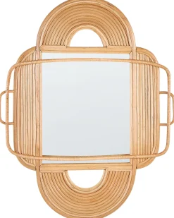 Outlet Beliani Specchio ALCORN 70 cm 90 cm Rattan Naturale Beige Naturale