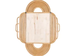 Outlet Beliani Specchio ALCORN 70 cm 90 cm Rattan Naturale Beige Naturale