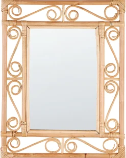 Outlet Beliani Specchio AMANU 41 cm 52 cm Rattan Naturale Beige Naturale