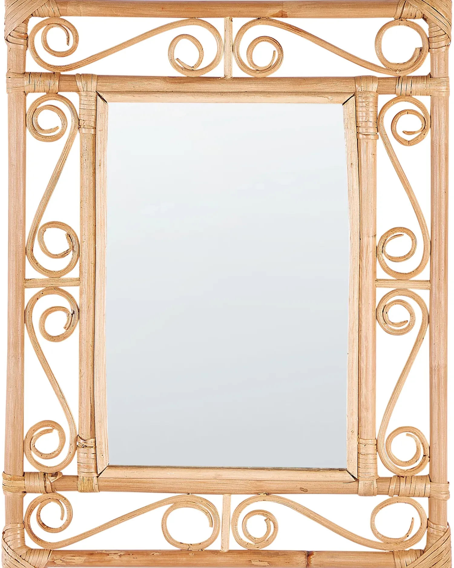 Outlet Beliani Specchio AMANU 41 cm 52 cm Rattan Naturale Beige Naturale