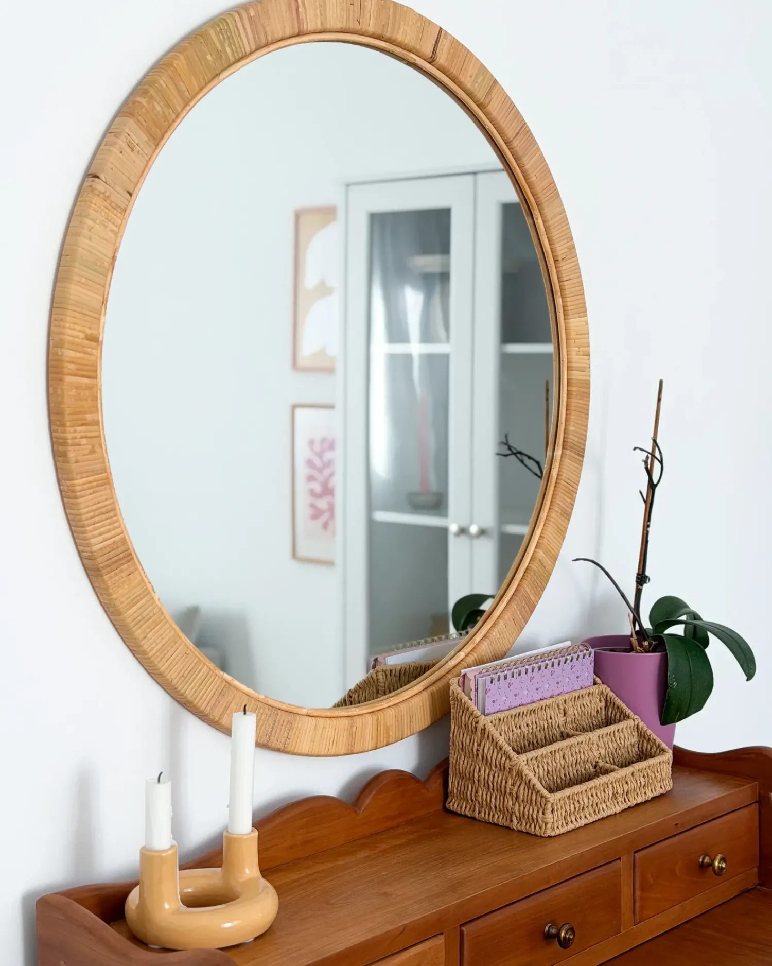 Online Beliani Specchio ANLEZY 80 cm 80 cm Rattan Naturale