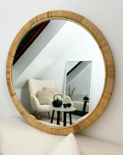 Online Beliani Specchio ANLEZY 80 cm 80 cm Rattan Naturale
