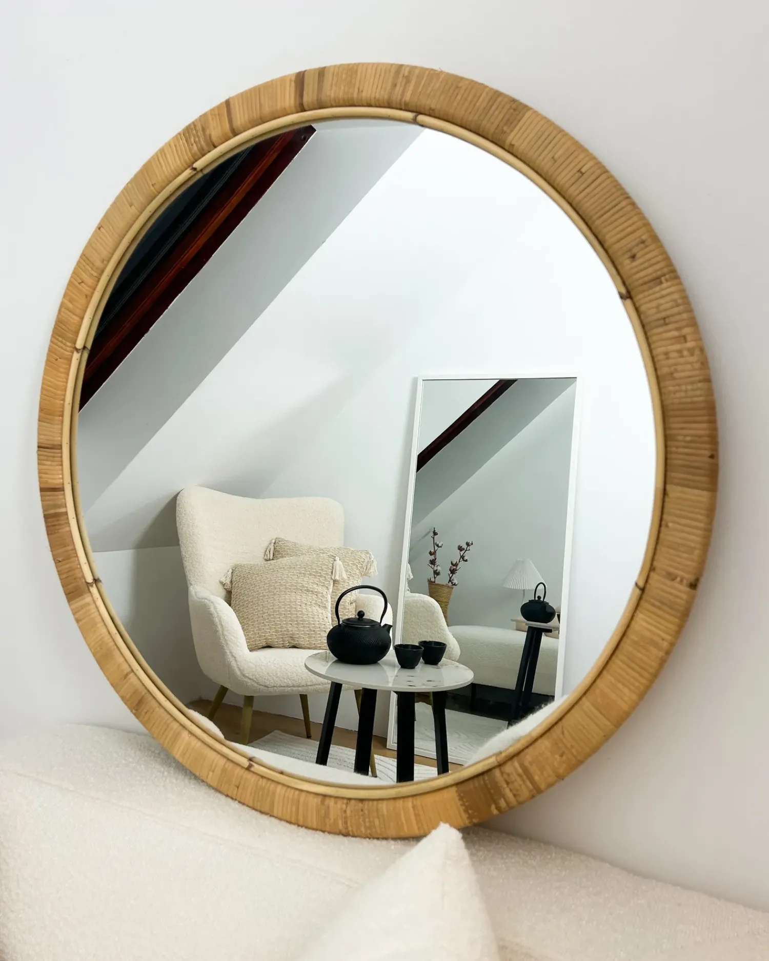 Online Beliani Specchio ANLEZY 80 cm 80 cm Rattan Naturale