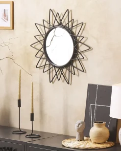 Discount Beliani Specchio AROEK 61 cm 61 cm Rattan Nero