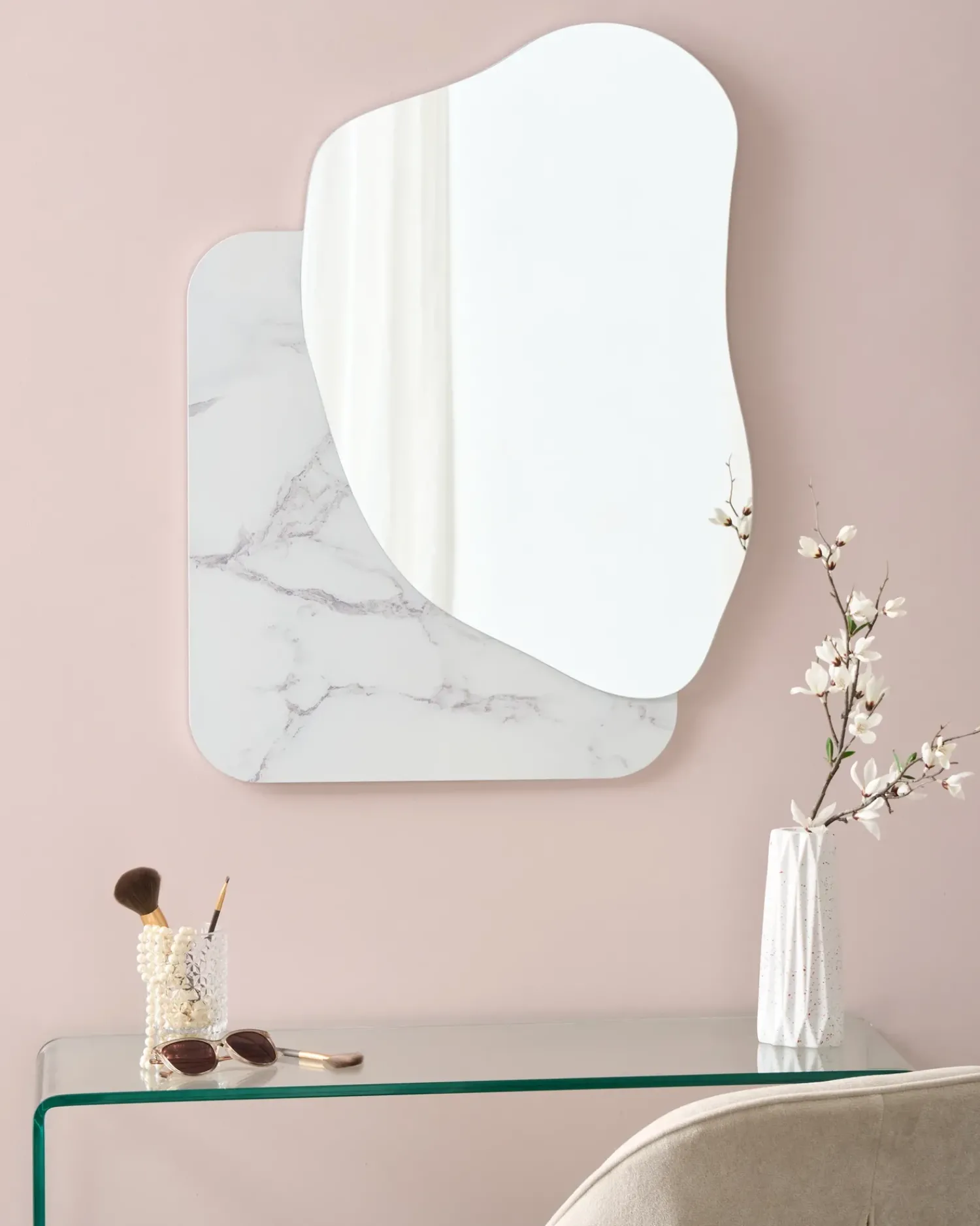 Clearance Beliani Specchio ARVERT 60 cm 80 cm Marmo Bianco