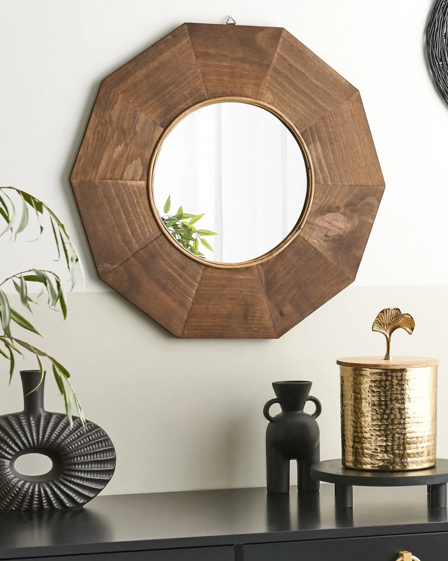 Online Beliani Specchio ASEM 60 cm 60 cm Legno di pioppo Marrone