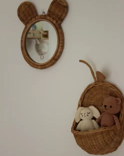 Hot Beliani Specchio ASHANTI 30 cm 33 cm Rattan Naturale Beige Naturale